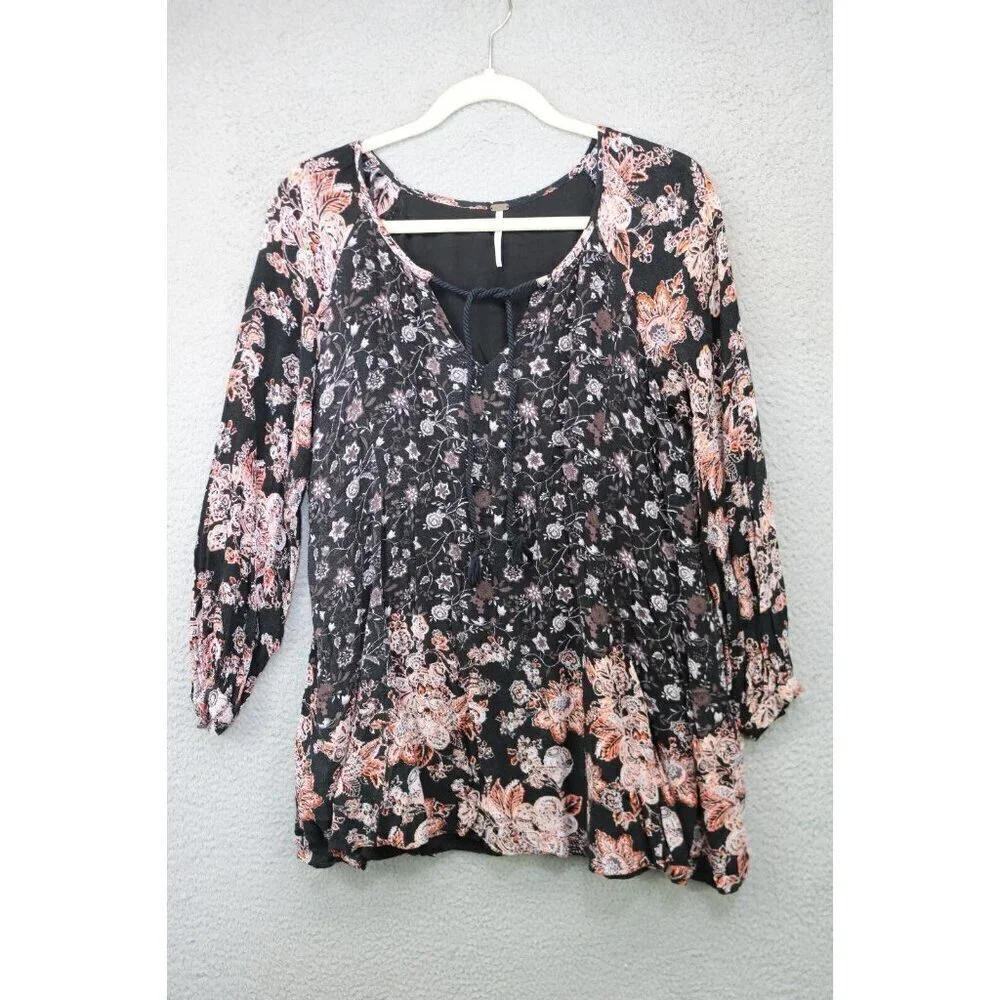 Free People Long Sleeves Lucky Loosey Tunic/Dress-XS-Gauzy-Boho